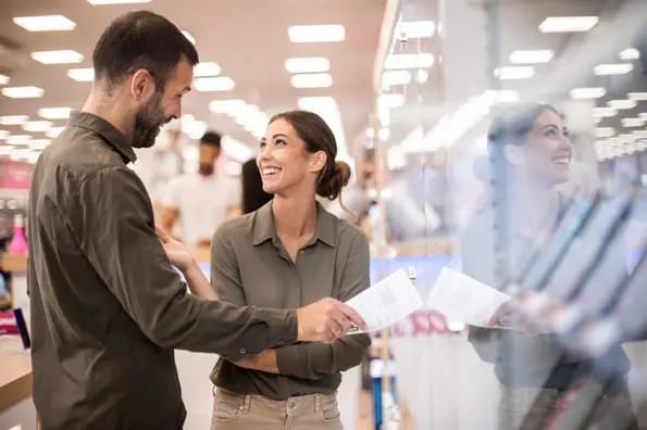 two marketers discussing customer journey map