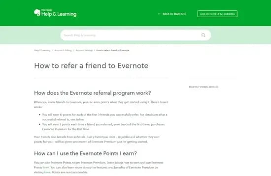 customer referral program ideas: product upgrade from evernote