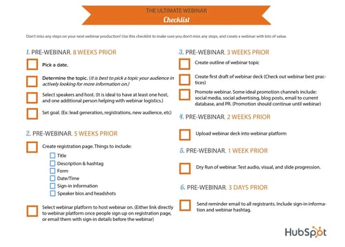 lead magnet, ultimate webinar checklist